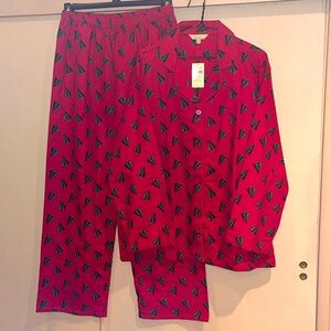 Leveret women’s size XXL red flannel pajama set with Christmas trees 100% cotton